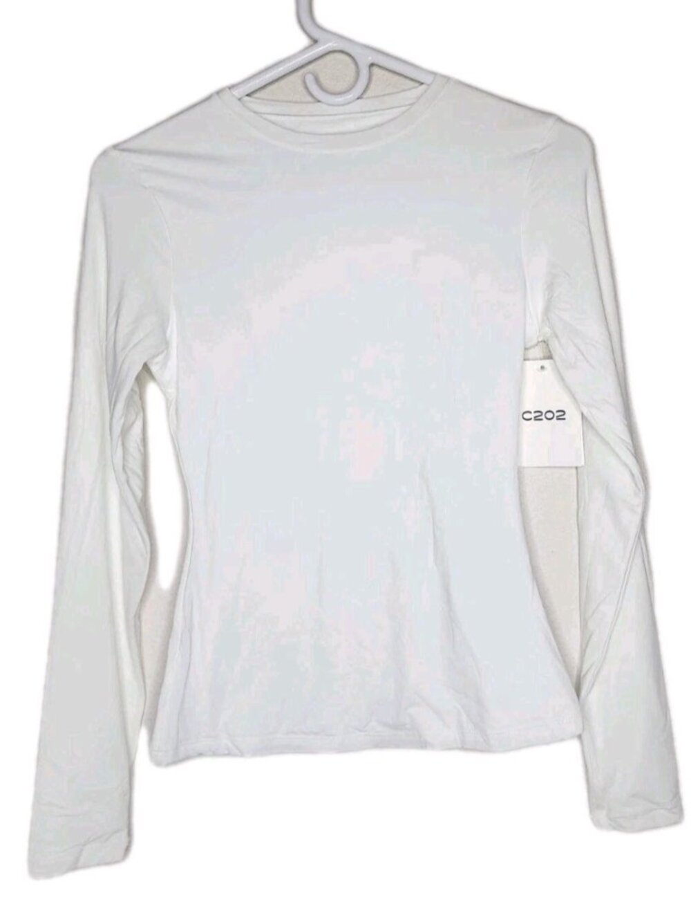 C202 Woman's White Long Sleeve Tee Shirt Top Small
